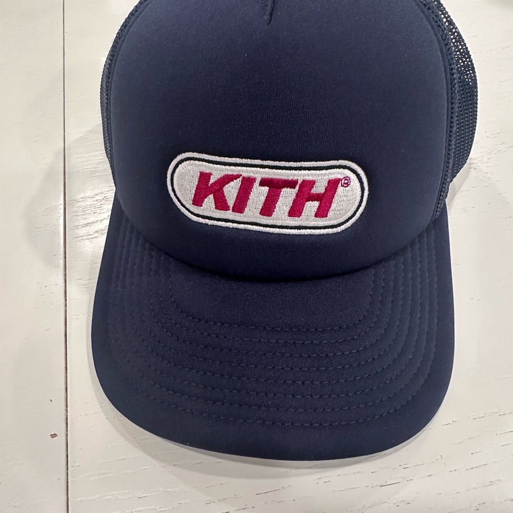 Kith Dark Blue Poly Foam Nolan Trucker Cap with Logo